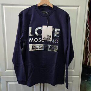 Moschino Navy Foil Print Logo Sweatshirt